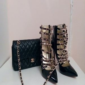 Black gladiator inspired shoes